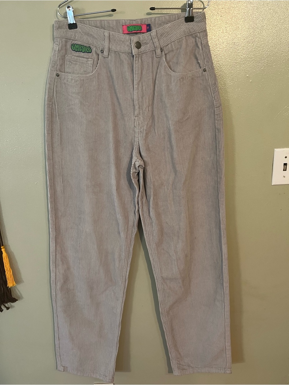 Gymboree Tori Woman’s  Light Gray Corduroy Pants Baggy Y2K 7 New
